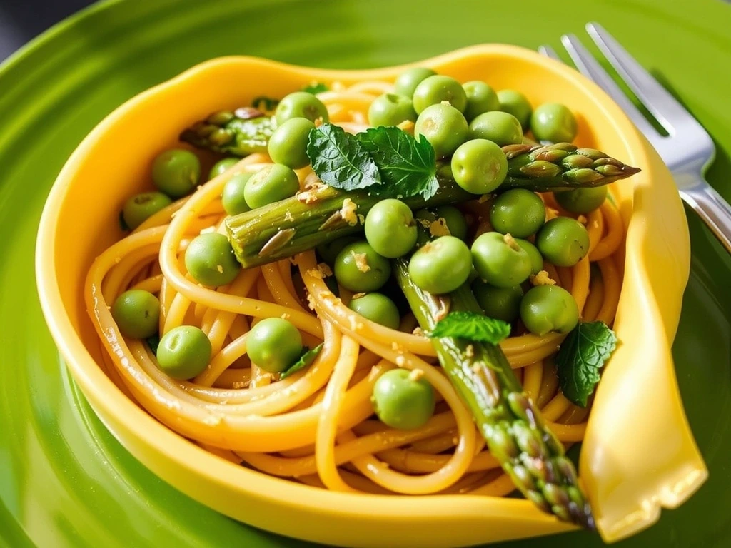 Pâtes aux asperges et petits pois